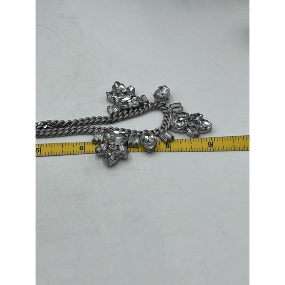 Juicy Couture Limited Edition Rhinestone Silver Tone Chain Statement Necklace - Picture 14 of 14